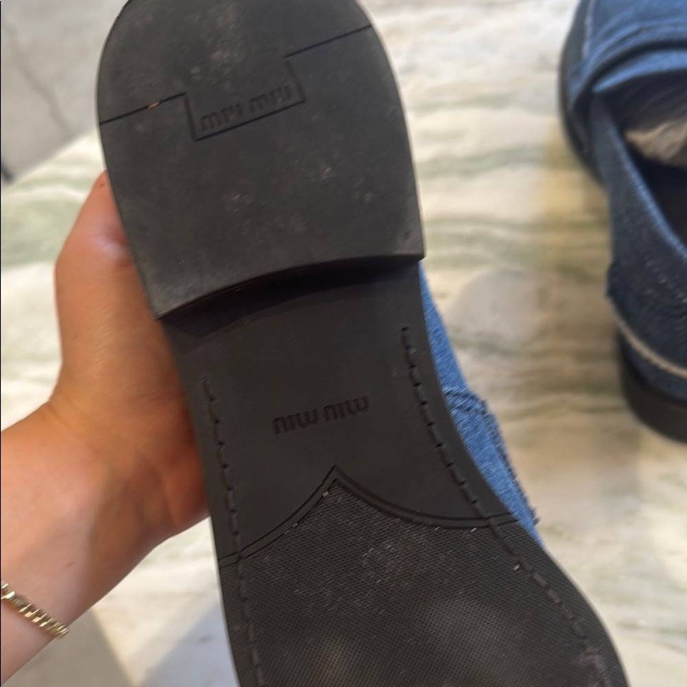 Miu Miu Blue denim Casual Slip-On Loafers - Picture 5 of 5